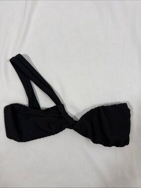 aerie Black Textured One-Shoulder Bikini Top